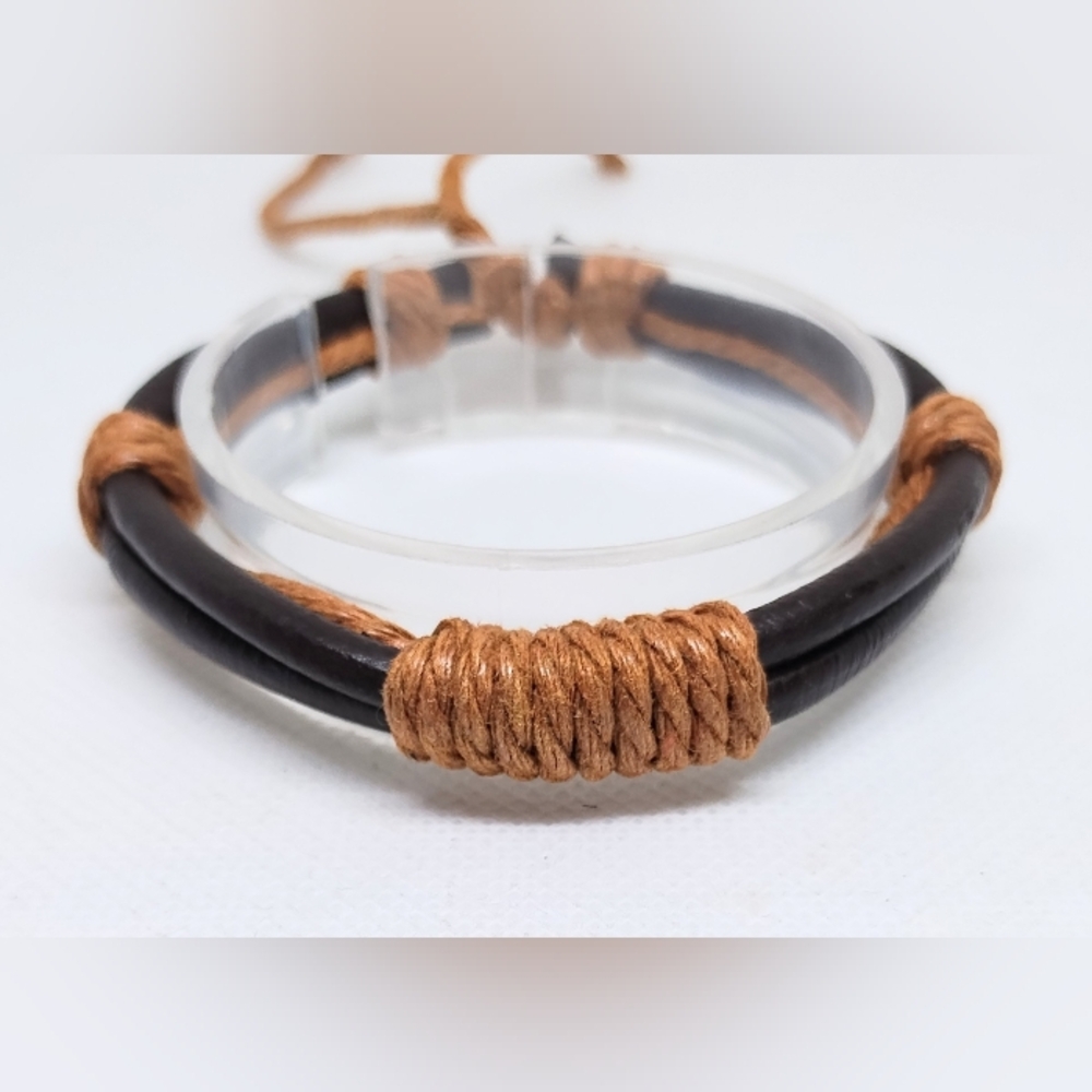 Men's Bracelet Leather‎ Layered Brown New f97